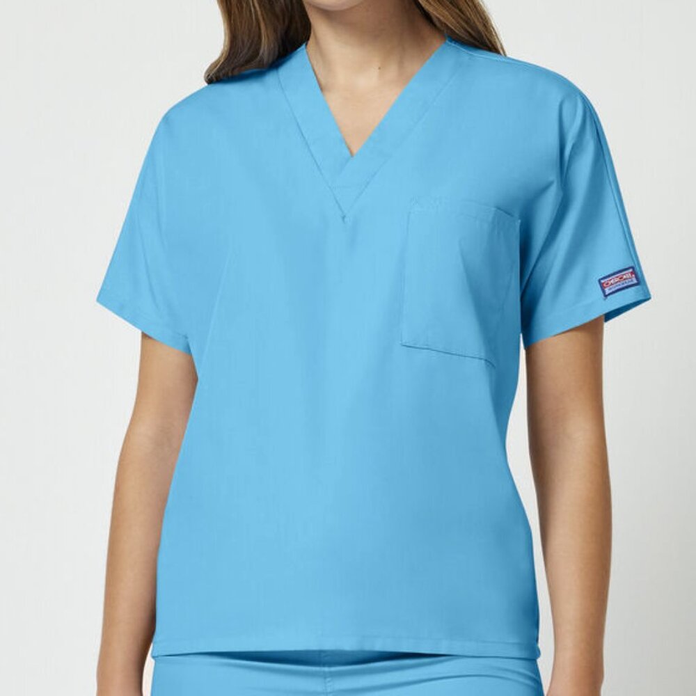 Cherokee Workwear Unisex 1-Pocket V-Neck Scrub Top 4777 - Turquoise